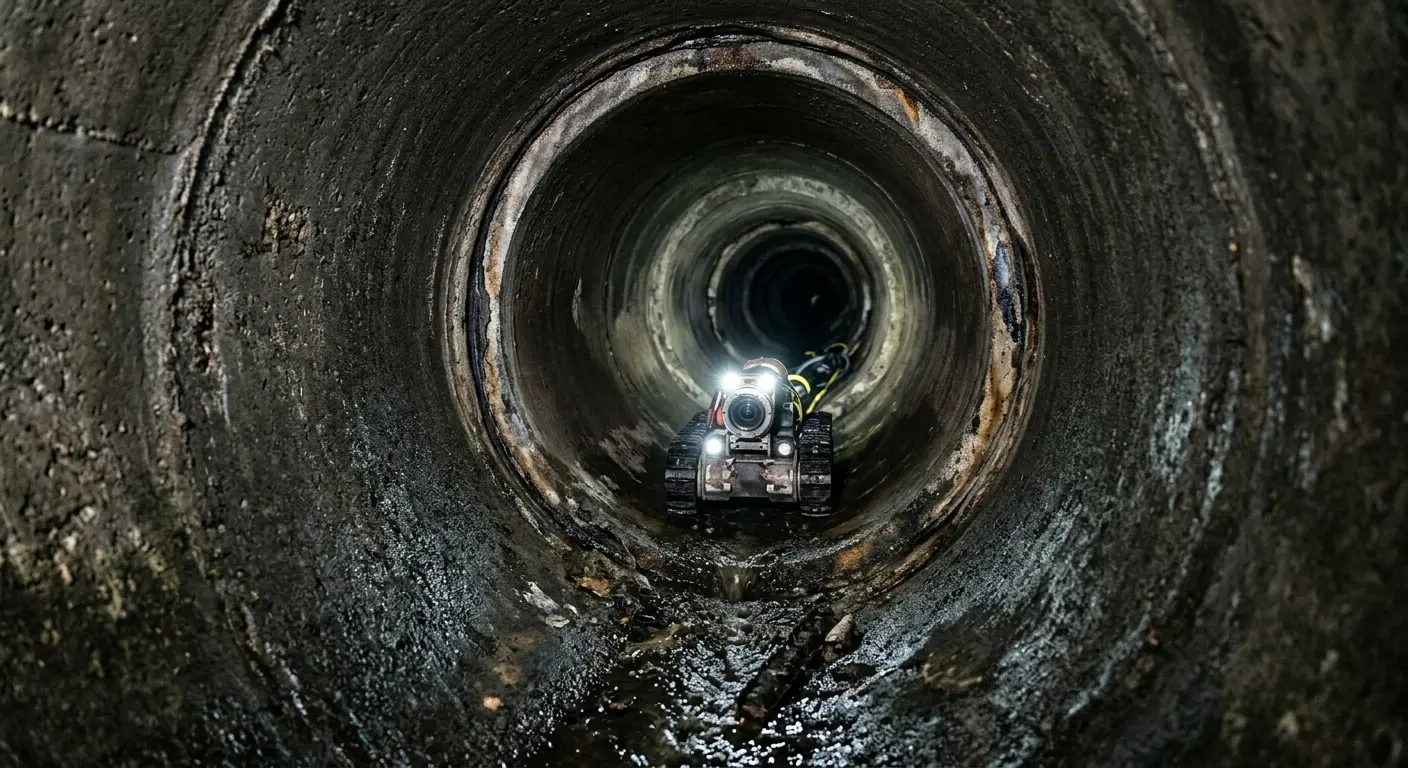 Robotic sewer camera inspecting pipe interior for Sewer Line Repair in Grosse Pointe